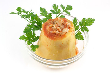 Zucchini stuffed with rice