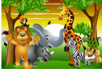 Cercles muraux Zoo Caricature d& 39 animaux sauvages d& 39 Afrique avec signe vierge