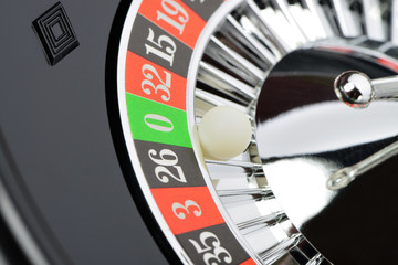 Roulette wheel in casino closeup