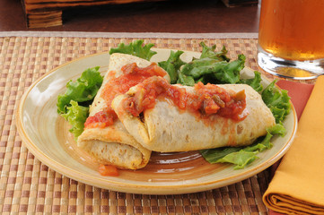 Beef and bean chimichagas