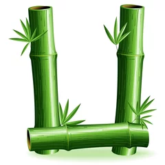 Acrylic prints Draw Bambù Lettera U-Bamboo Logo Sign Letter U-Vector