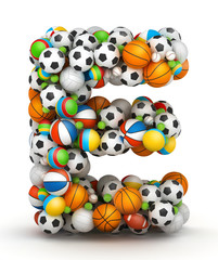 Letter E, gaming balls alphabet