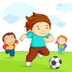 Crédence de cuisine en verre imprimé Foot illustration vectorielle d& 39 enfant jouant au football dans l& 39 aire de jeux
