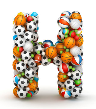 Letter H, gaming balls alphabet