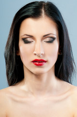 make-up face with closed eyes