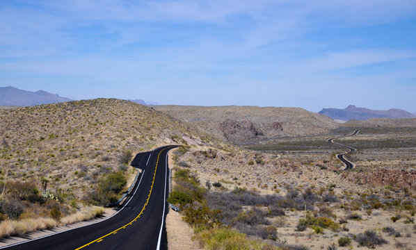 Road though the drylands of Big Band national park Texas
