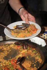 Serving paella