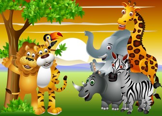 Fototapeta na wymiar Wild African animal cartoon