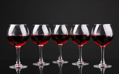 Wineglasses isolated on black