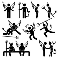 Devil Angel Friend Enemy Icon Symbol Sign Pictogram