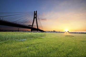 sunset with bridge