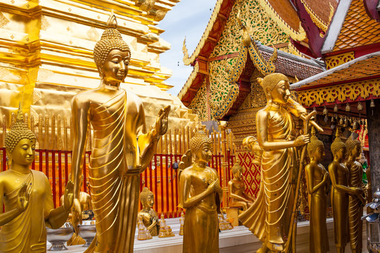 statues of Buddha in a temple