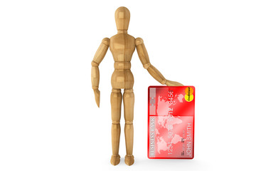 Wooden dummy with credit card