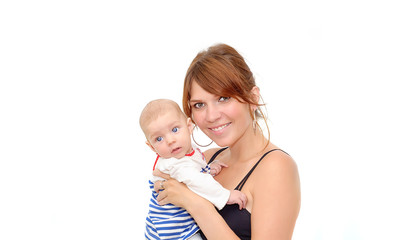 Mother holding sweet baby