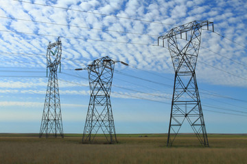 Three Electrical Power Pylons