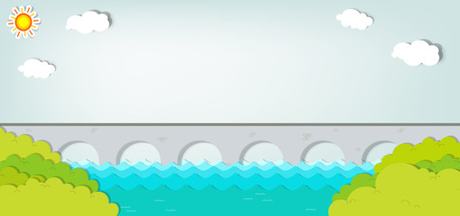 Vector applique. Landscape with bridge