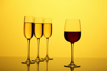 Glasses with wine