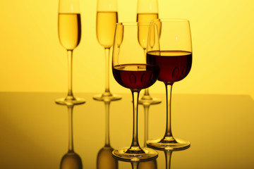 Glasses with wine
