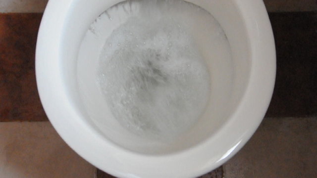 footage of flushing of commode toilet seat