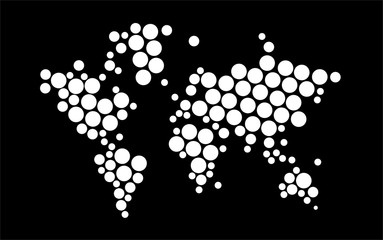 Black and white rounds world map illustration