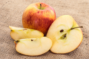 Apples on a textile background
