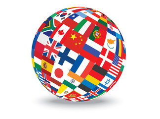 sphere with flags of the world vector illustration