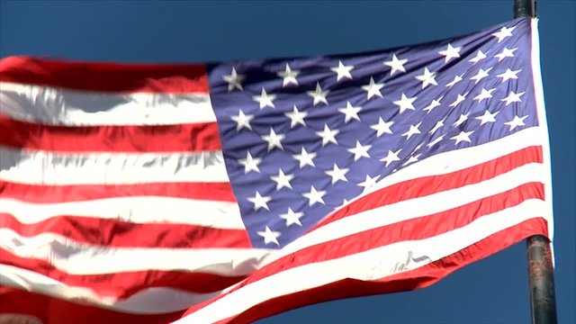 Close Up of an american flag in the wind
