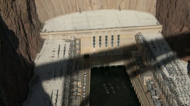 Mid-aerial view of the Hoover Dam