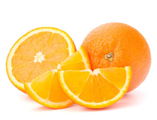 Whole orange fruit and his segments or cantles