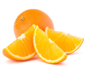 Whole orange fruit and his segments or cantles