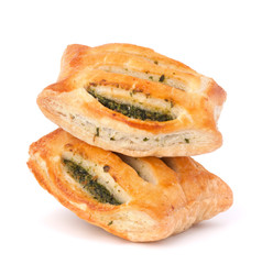 Puff pastry bun isolated on white background.