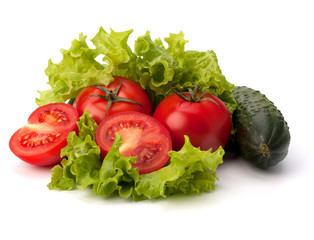 Tomato, cucumber vegetable and lettuce salad