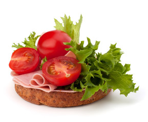 healthy sandwich with vegetable and smoked ham