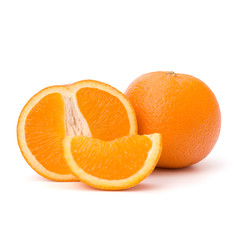 Sliced orange fruit segments  isolated on white background
