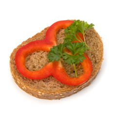 open healthy sandwich with vegetable