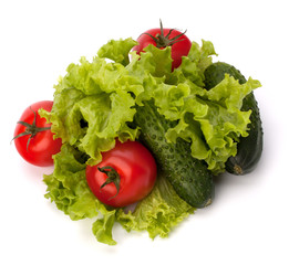 Tomato, cucumber vegetable and lettuce salad