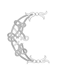 A Celtic Knot-work Capital Letter C Stylized Outline