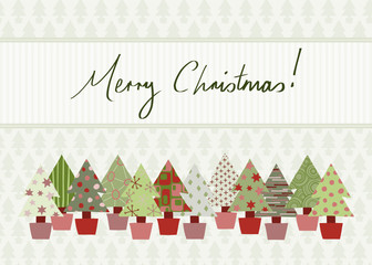 Merry Christmas Card with hand-drawn Christmas tree design