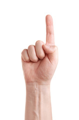 gesture of the hand on white background