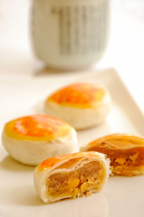 Egg yolk cakes, traditional asian pastry.