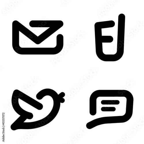 "Minimalistic contact icons: mail, phone, twitter and chat" Stock image