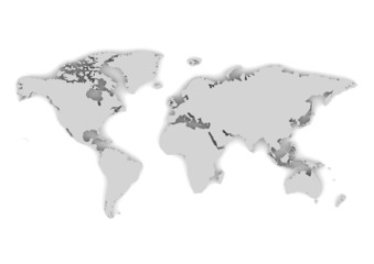 Map of the world in white color