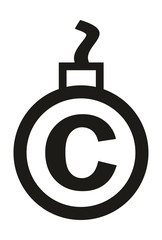 Cannonball-shaped copyright sign -conceptual vector illustration