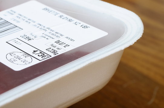 Food label with euro price and peremption date