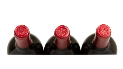 Three bottles of wine isolated