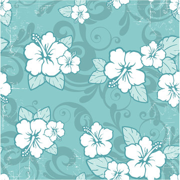 Seamless ibiscus vintage
