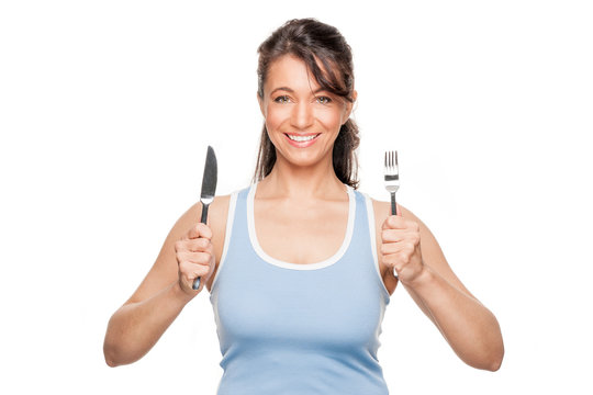 Woman With Fork And Knife