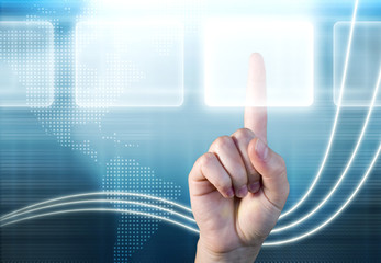 hand choosing one of the options / technology touch concept