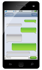 Smartphone sms chat template with copy space.