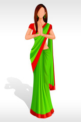 Editable vector illustration of Indian Lady greeting